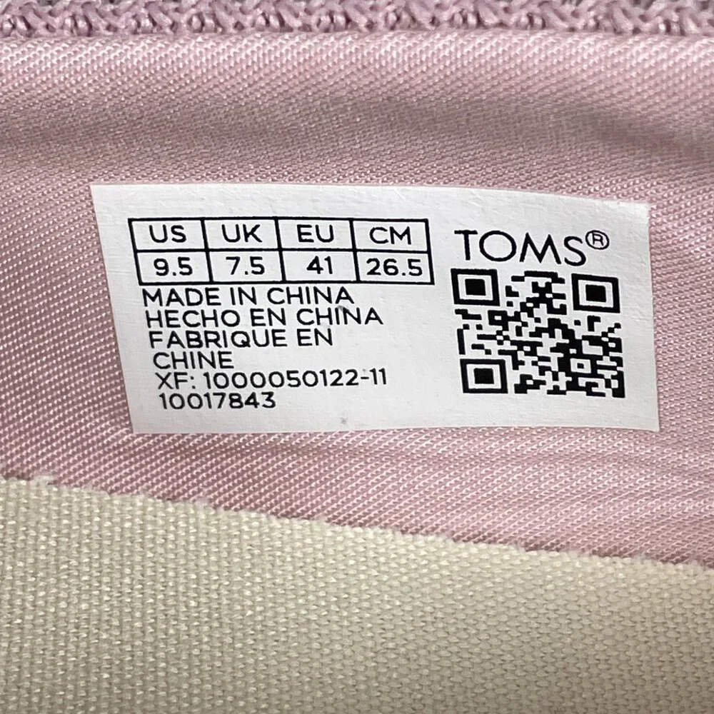 Toms Alpargata Rope Shoes Womens Size 9.5 Chalky Pink Repreve Knit Slip On Flat
